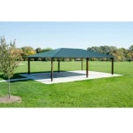 Steel Garden Sunshade Awning with Steel Roof, Square Columns, Height 2.5 meter, Panel Width 2 meters